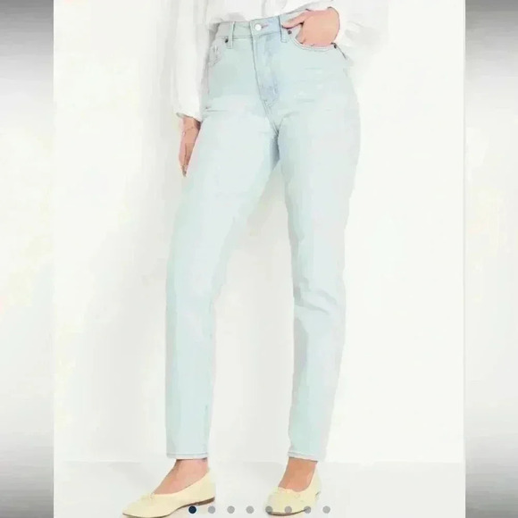 Old navy light wash o.g. High rise straight secret smooth pocket jeans sz 8 - Picture 1 of 6